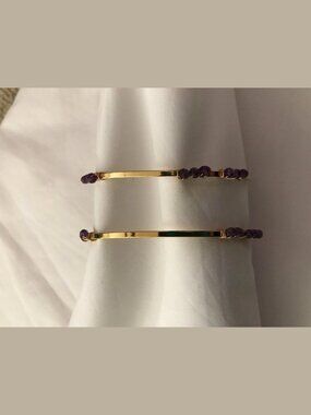 Nugaard Wrapped Gems Cuff Bracelet Purple Gold RI 57 P NEW